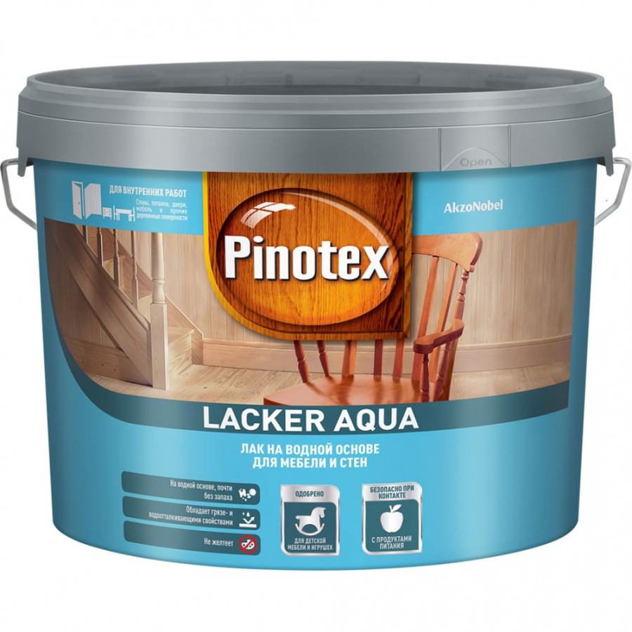 Лак для мебели и стен для внутренних и наружных работ Pinotex LACKER AQUA 10
