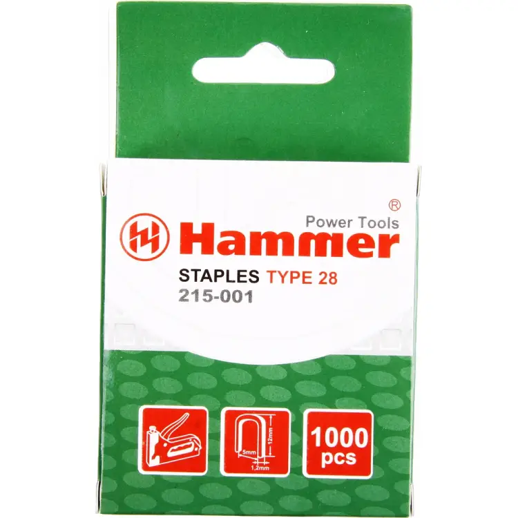 U-образные скобы для степлера Hammer Flex 215-001 12х5х1.2 мм; тип 28 (1000 шт) 34001
