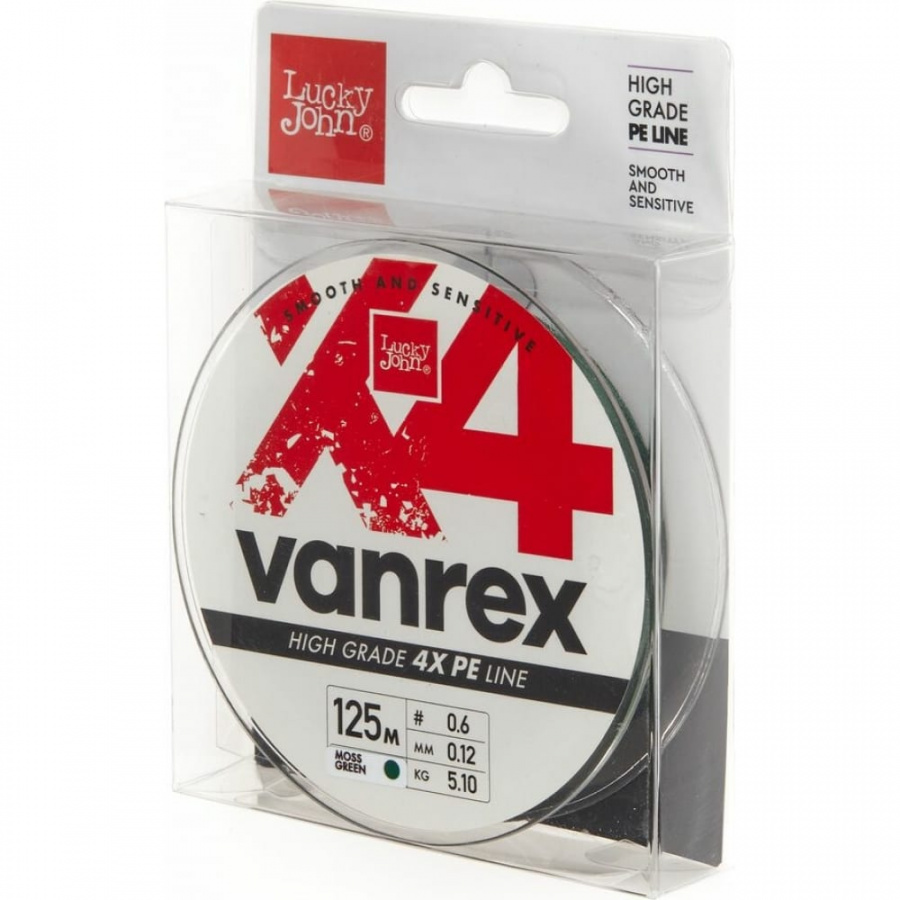 Плетеная леска Lucky John Vanrex х4 BRAID Moss Green 125/012