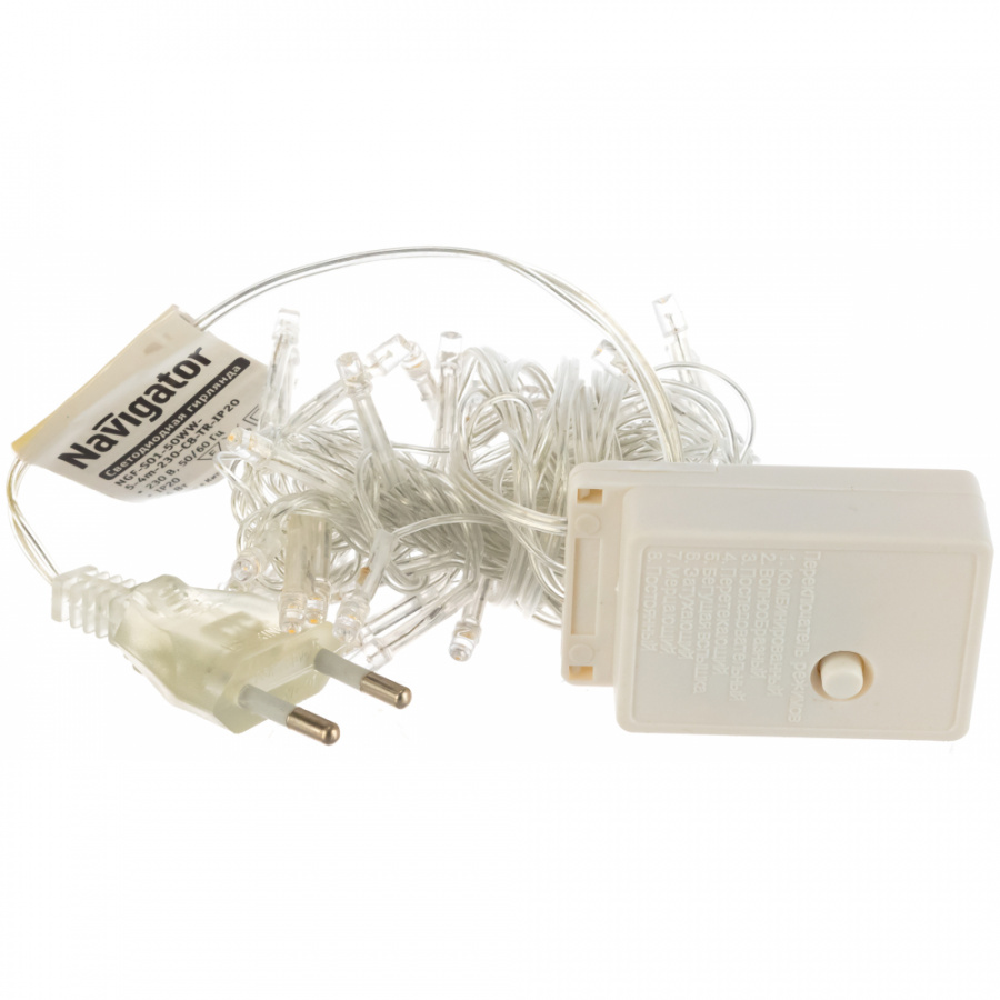 Гирлянда Navigator NGF-S01-50WW-5-4m-230-C8-TR-IP20