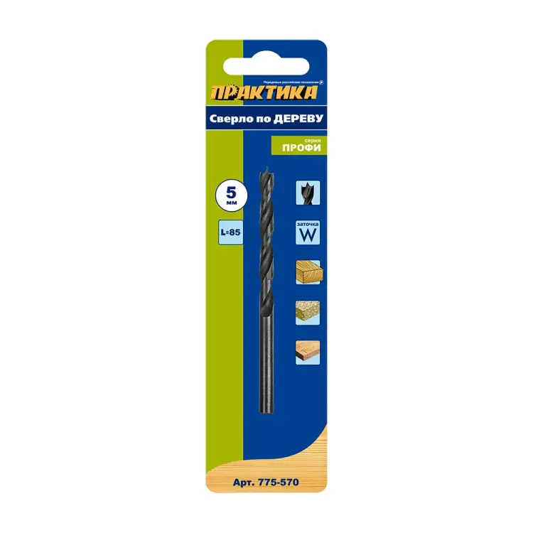 Сверло по дереву ПРАКТИКА 775-570