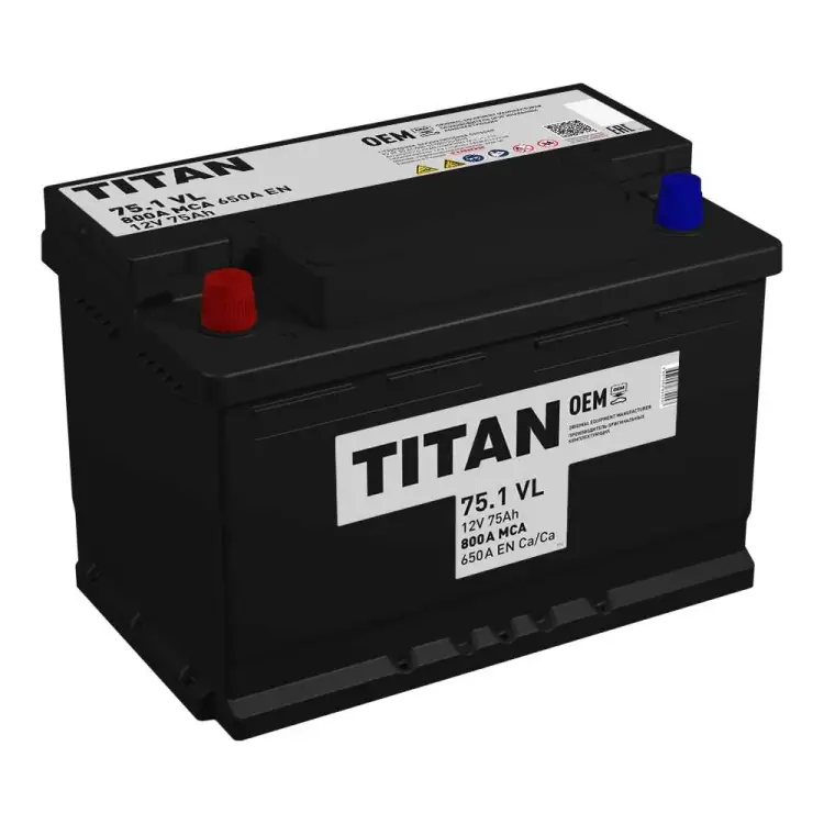 Аккумулятор TITAN STANDART 75.1 VL 4607008882247