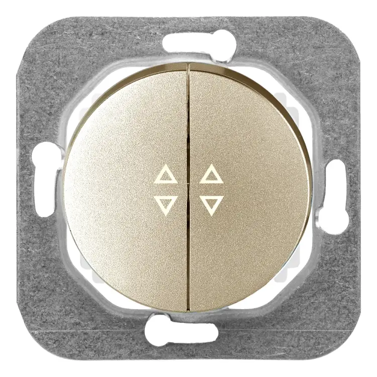 Двухклавишный проходной механизм выключателя BYLECTRICA ПРОВАНС С(6+6) 10-3363 шампань