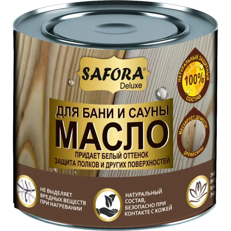 Масло для бани и сауны SAFORA БЕЛОЕ с воском 0,5л ж/б Ms018
