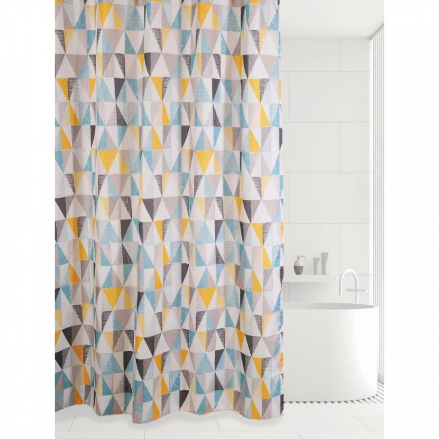 Штора для ванной комнаты Bath Plus Triangular Scrawl khaki tone