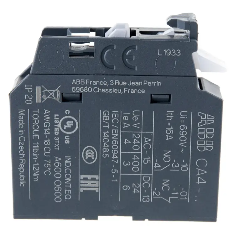 Фронтальный контакт для контакторов AF09-AF38 и NF ABB CA4-01 1НЗ 1SBN010110R1001
