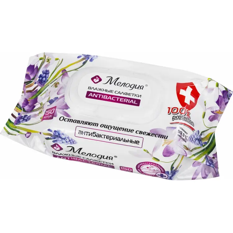 Антибактериальные салфетки влажные МЕЛОДИЯ 115226
