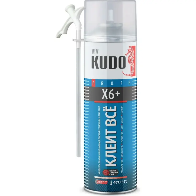 Всесезонный монтажный универсальный клей-пена KUDO КЛЕИТ ВСЁ Х6+ 11601620 Всесезонный монтажный универсальный клей-пена KUDO КЛЕИТ ВСЁ Х6+ 11601620