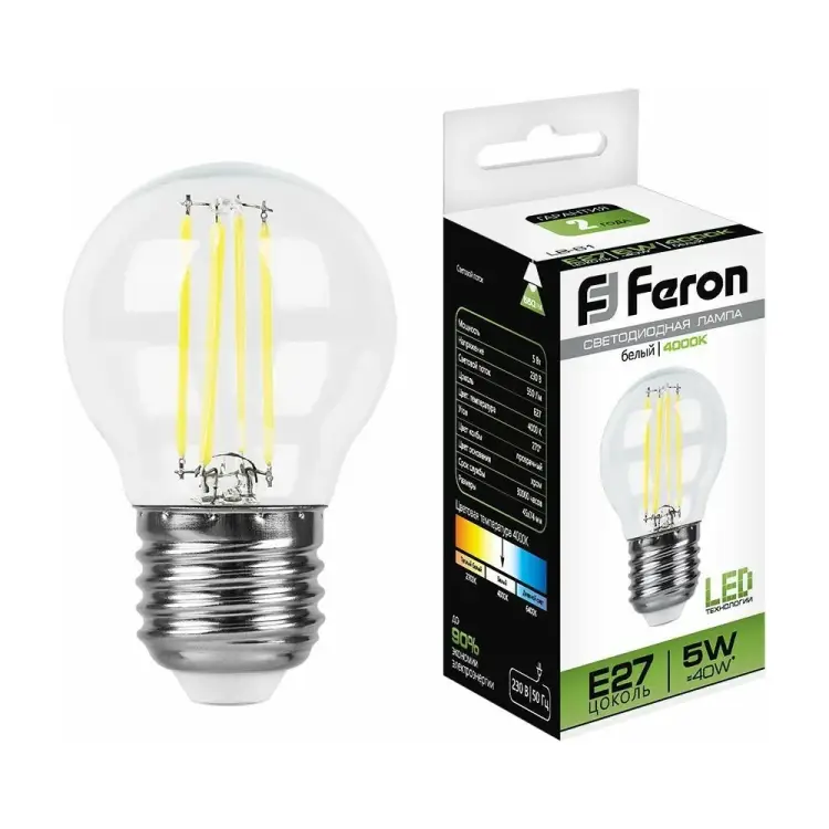 Светодиодная лампа FERON LB-61 5W 230V E27 4000K 25582
