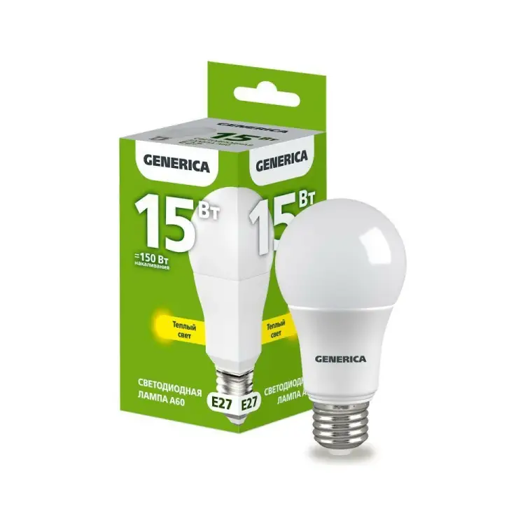 Светодиодная лампа GENERICA LL-A60-15-230-30-E27-G