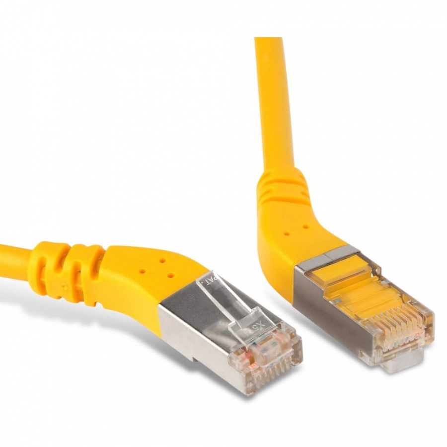 Угловой экранированный патч-корд Hyperline PC-APM-STP-RJ45/R45-RJ45/R45-C6-1M-LSZH-YL
