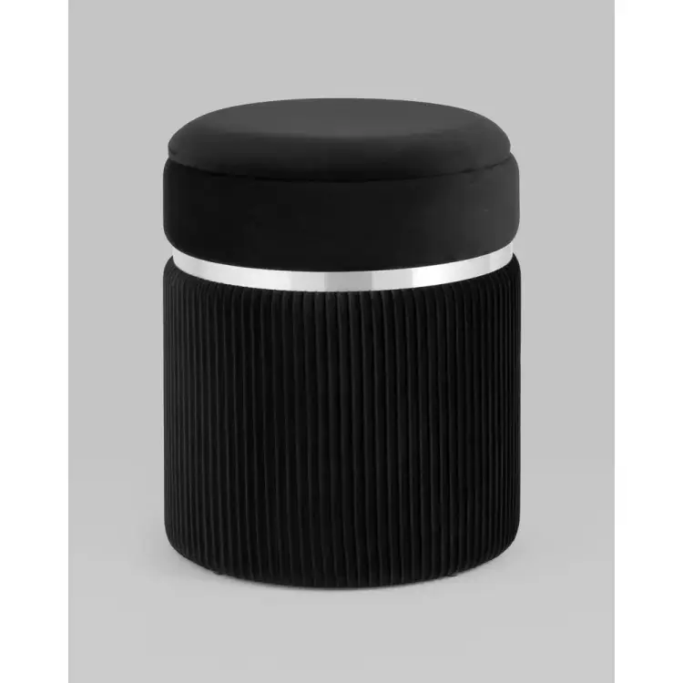 Пуф Стул Груп Миранда с ящиком, серебро, велюр черный 19B352VA-8167-70 Пуф Стул Груп Миранда с ящиком, серебро, велюр черный 19B352VA-8167-70