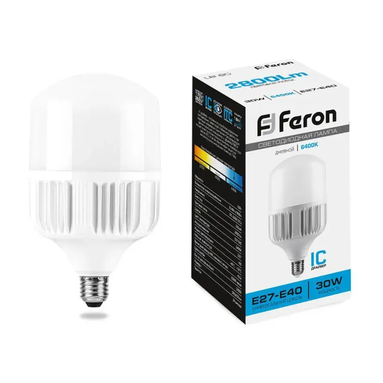 Светодиодная лампа FERON 30W 230V E27 6400K, LB-65 25537
