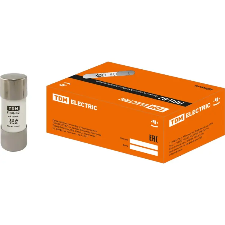 Быстродействующая плавкая вставка TDM ELECTRIC ПВЦ-B2 22x58 SQ0729-0057