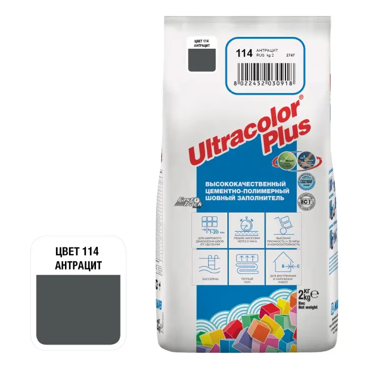 Затирка для швов MAPEI ULTRACOLOR PLUS №114 6651