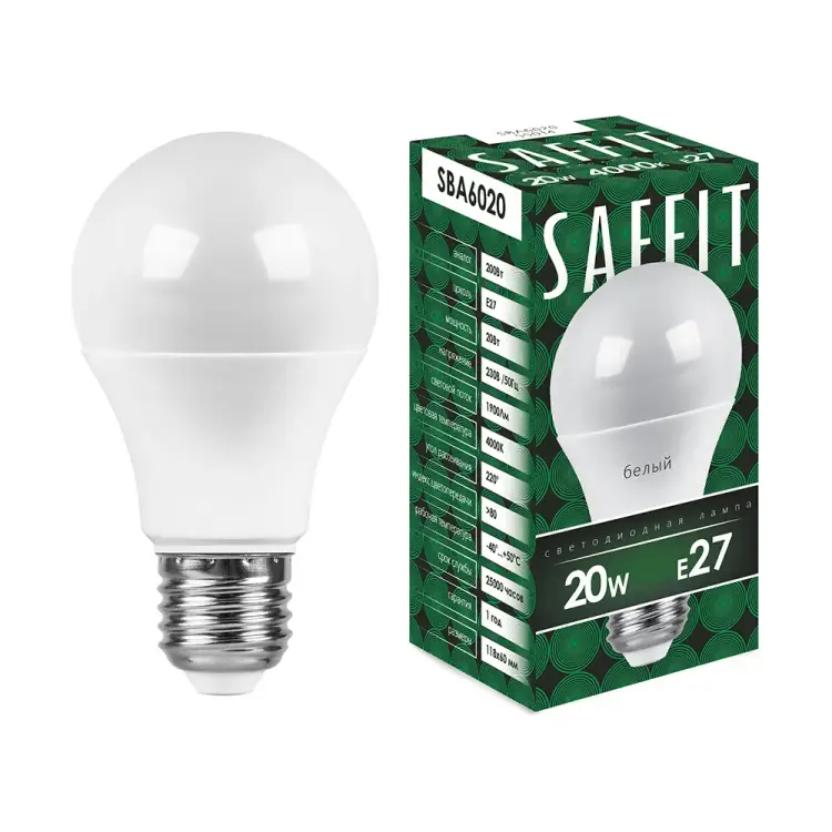 Светодиодная лампа SAFFIT E27 20W 4000K SBA6020 55014