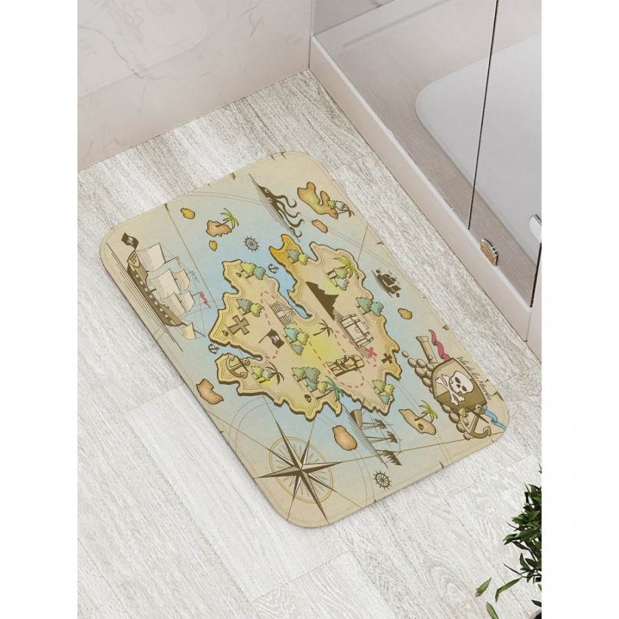 Противоскользящий коврик для ванной, сауны, бассейна JOYARTY Пиратские сокровища