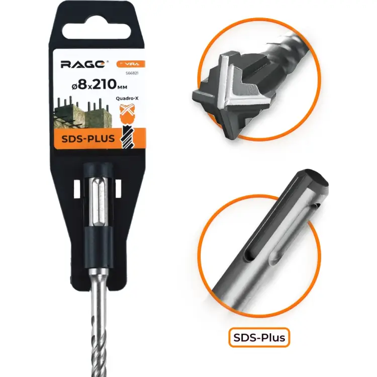 Бур sds-plus по бетону RAGE Quadro-X by VIRA 566821