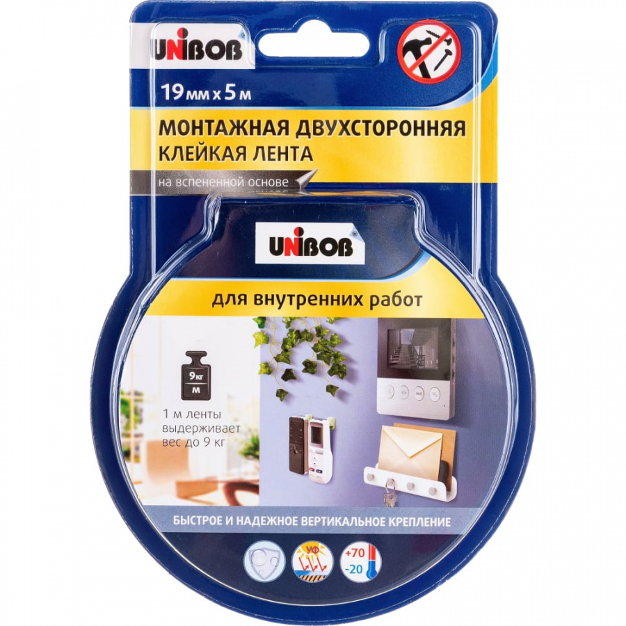 Двусторонняя клейкая лента для внутренних работ Unibob 134853