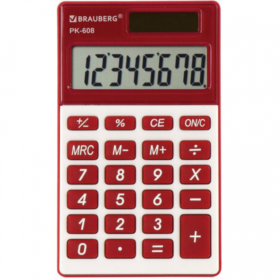 Карманный калькулятор BRAUBERG PK-608-WR