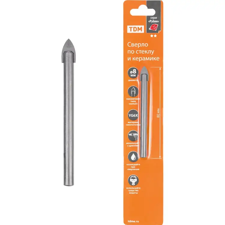 Сверло по стеклу и керамике TDM ELECTRIC Рубин SQ1091-0102