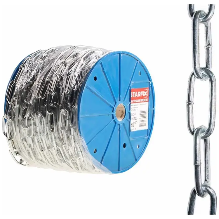 Сварная длиннозвенная оцинкованная цепь STARFIX SMP-42314-80 Сварная длиннозвенная оцинкованная цепь STARFIX SMP-42314-80