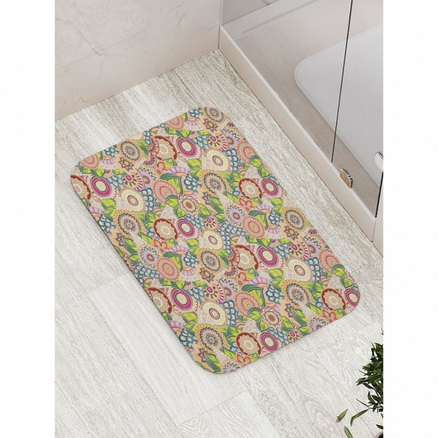 Противоскользящий коврик для ванной, сауны, бассейна JOYARTY Цветочная рапсодия