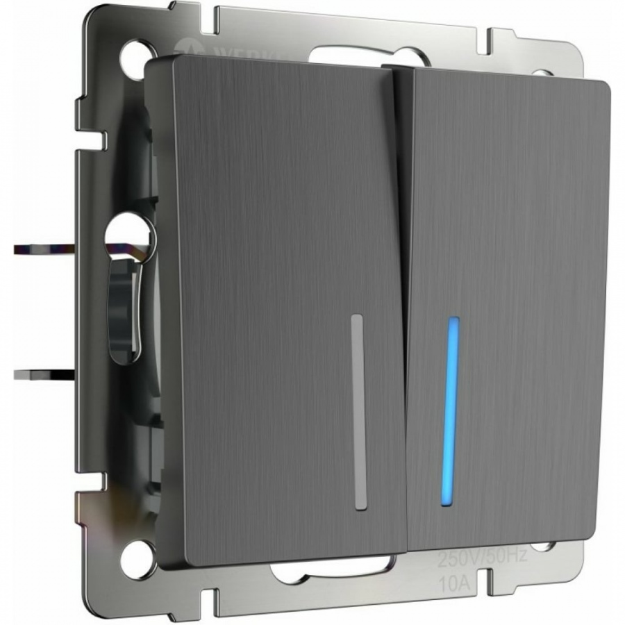 Двухклавишный выключатель WERKEL WL04-SW-2G-LED