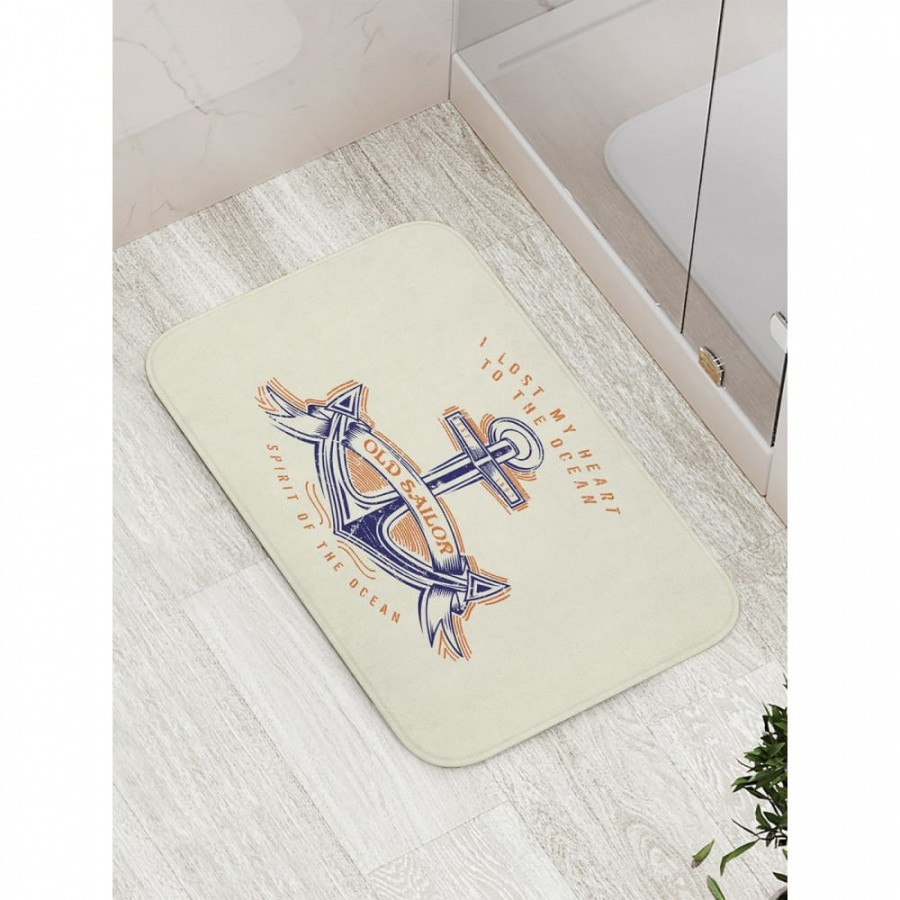 Противоскользящий коврик для ванной, сауны, бассейна JOYARTY Старый моряк с якорем