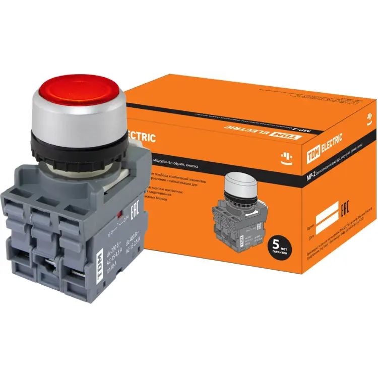 Кнопка TDM ELECTRIC MP2-21R LED SQ0747-0021