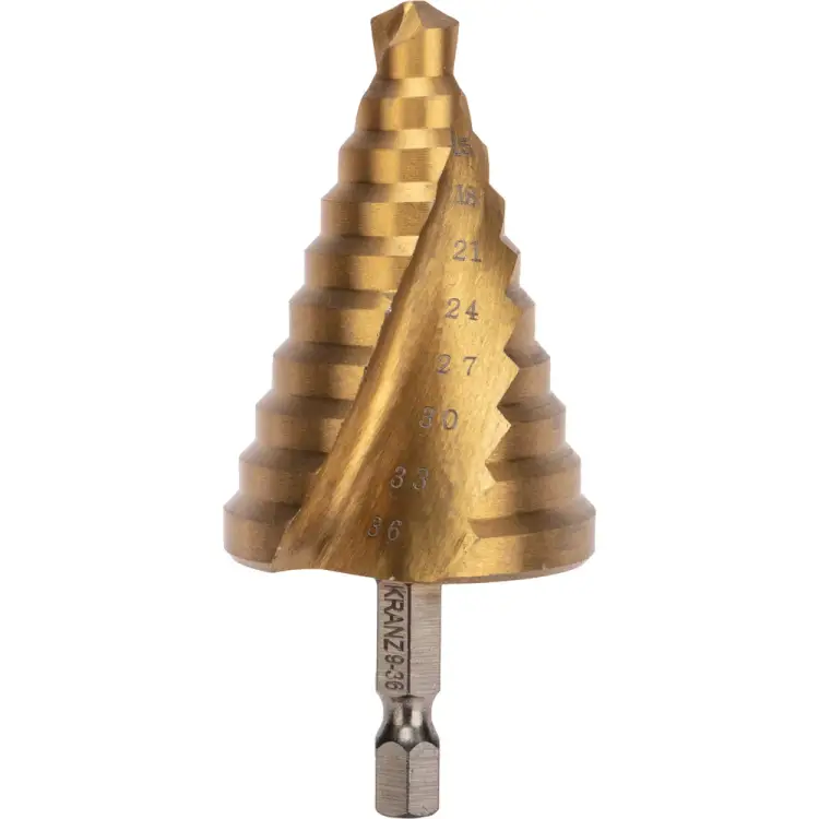 Ступенчатое сверло по металлу KRANZ ТИТАН KR-12-6614 Ступенчатое сверло по металлу KRANZ ТИТАН KR-12-6614