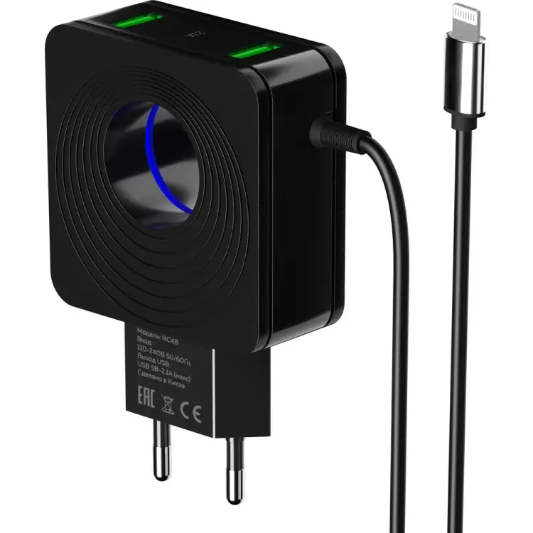 Зарядное устройство для смартфона More Choice NC48i Black Зарядное устройство для смартфона More Choice NC48i Black