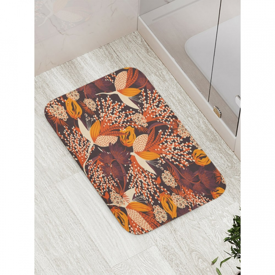 Противоскользящий коврик для ванной, сауны, бассейна JOYARTY Осенние цветы
