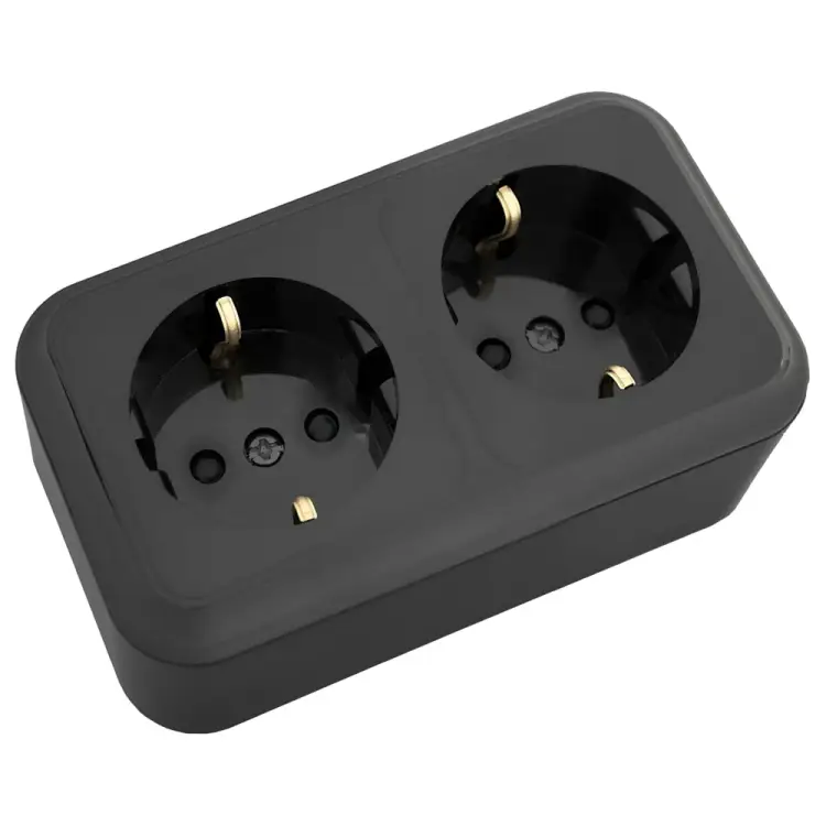 Двухместная розетка BYLECTRICA серия ПРАЛЕСКА РА16-274 черный