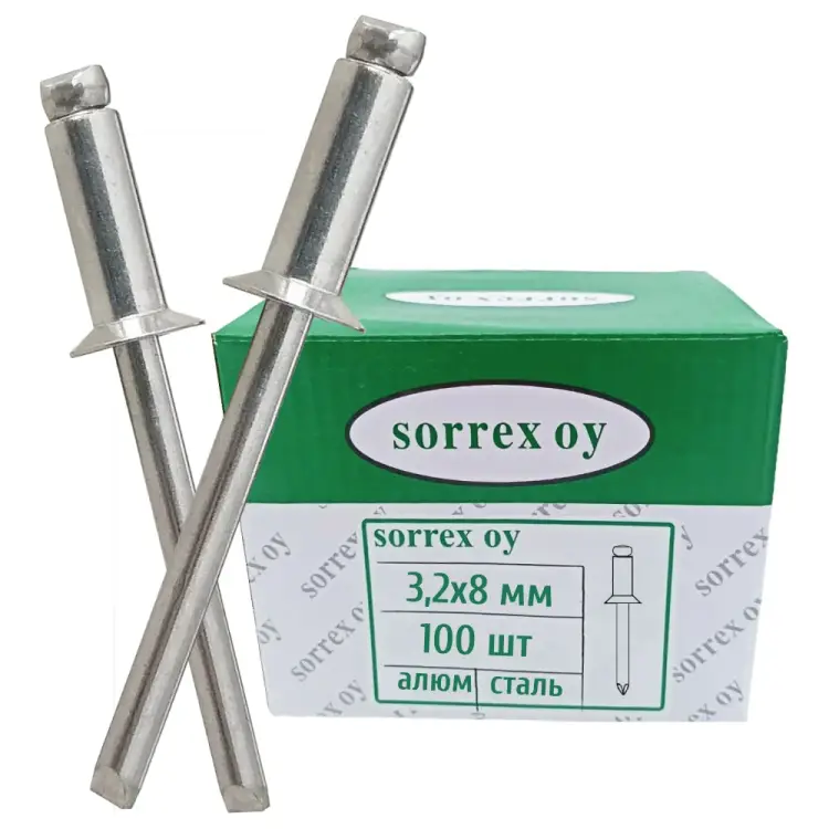 Вытяжная заклепка SORREX 3.2х8 100 шт. 2ASK 32800 100