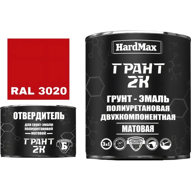 Грунт-эмаль HardMax ГРАНТ 2К МАТ 4690417107896 Грунт-эмаль HardMax ГРАНТ 2К МАТ 4690417107896