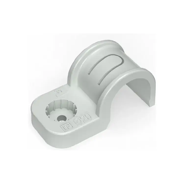 Односторонняя пластиковая крепеж-скоба для прямого монтажа Промрукав серая, в п/э, д 32 PR13.0371