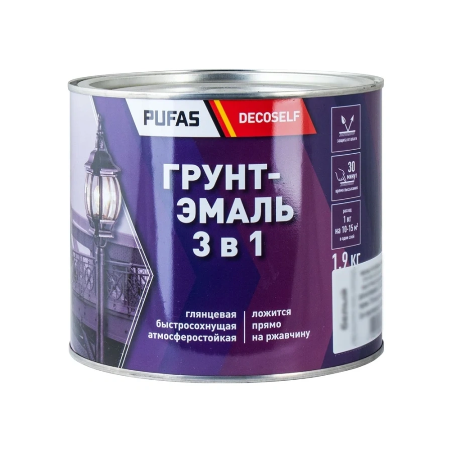 Грунт-эмаль Pufas 3 в 1 белая (мат.) Decoself (1,9кг) тов-212123 Грунт-эмаль Pufas 3 в 1 белая (мат.) Decoself (1,9кг) тов-212123