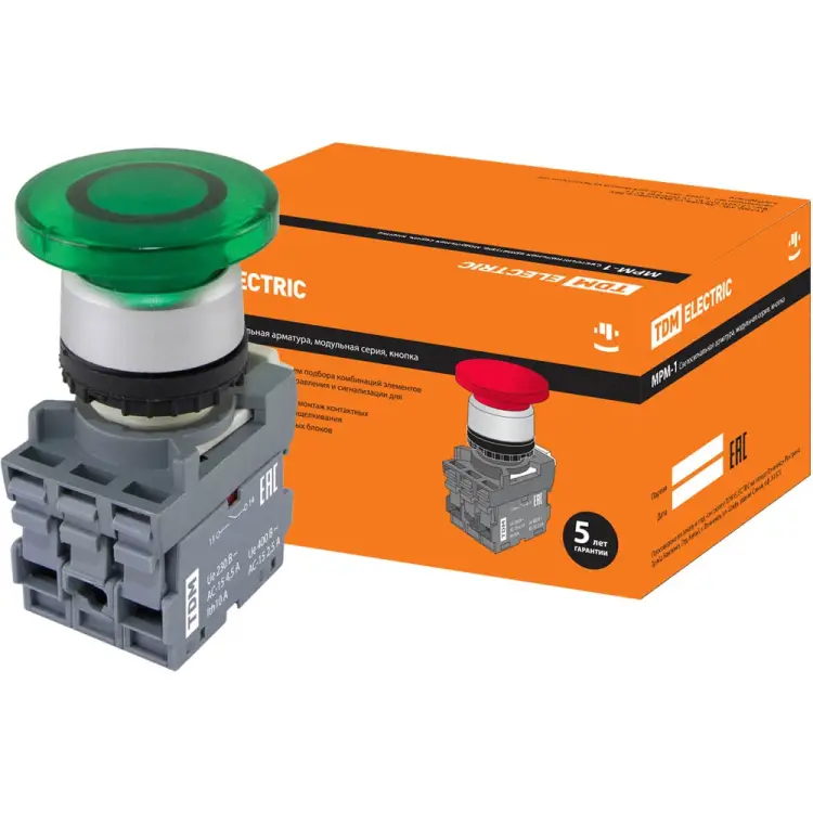 Грибовидная кнопка TDM ELECTRIC MPM1-11GLED SQ0747-0031