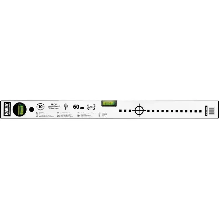 Ударопрочный алюминиевый уровень HARDY 1500 мм 3 глазка 0730-471500