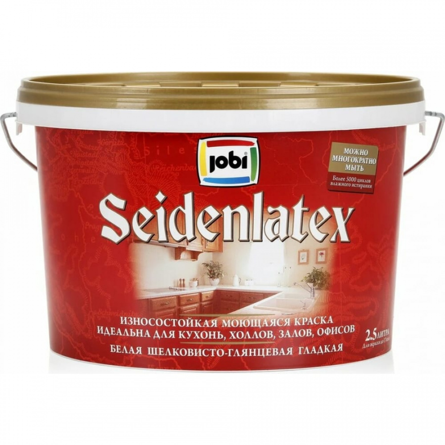 Износостойкая краска для стен и потолков JOBI SEIDENLATEX