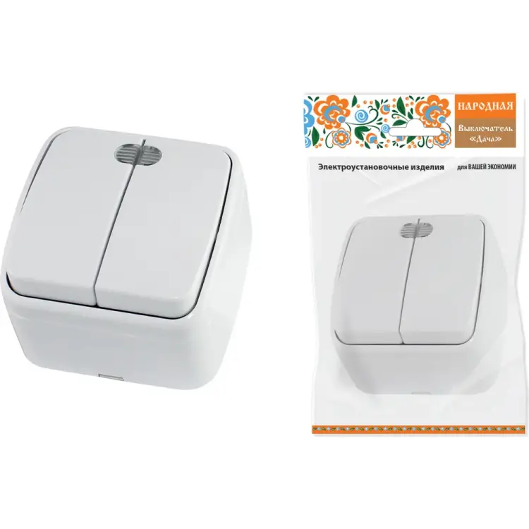 Двухклавишный выключатель TDM ELECTRIC Дача Народная SQ1824-0004