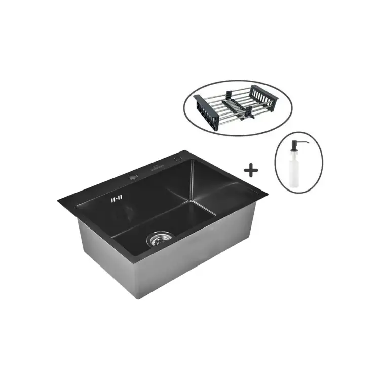 Кухонная мойка WISENT ws36050b с pvd покрытием (60x50 см) с раздвижным коландером и дозатором WS36050B/WGER019B/W405B/W302644B Кухонная мойка WISENT ws36050b с pvd покрытием (60x50 см) с раздвижным коландером и дозатором WS36050B/WGER019B/W405B/W302644B