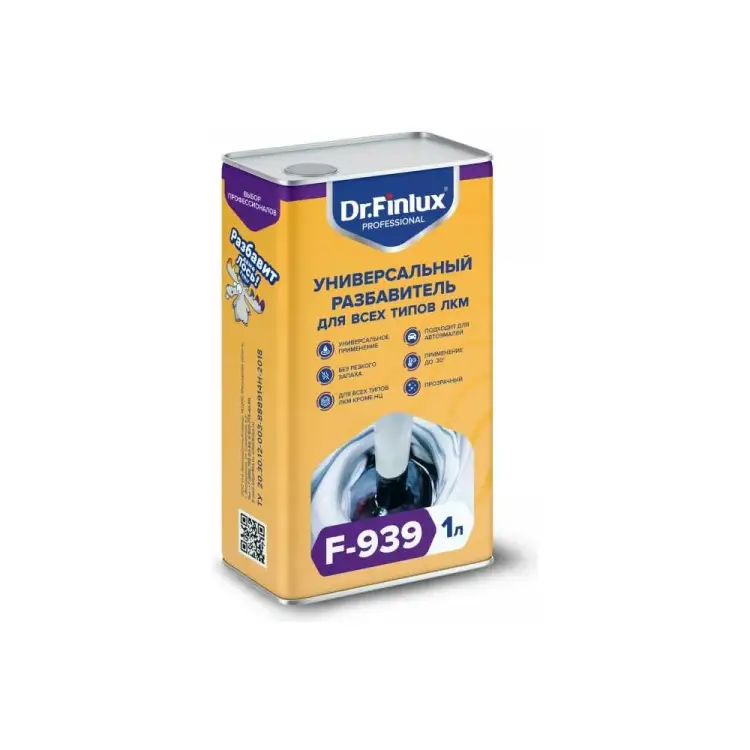 Универсальный разбавитель для всех типов ЛКМ Finlux Dr. F–939 4603783202072 Универсальный разбавитель для всех типов ЛКМ Finlux Dr. F–939 4603783202072