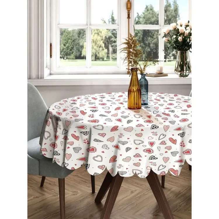 Круглая тканевая скатерть на стол JOYARTY Объемные сердца rtcf01_422656_150x150