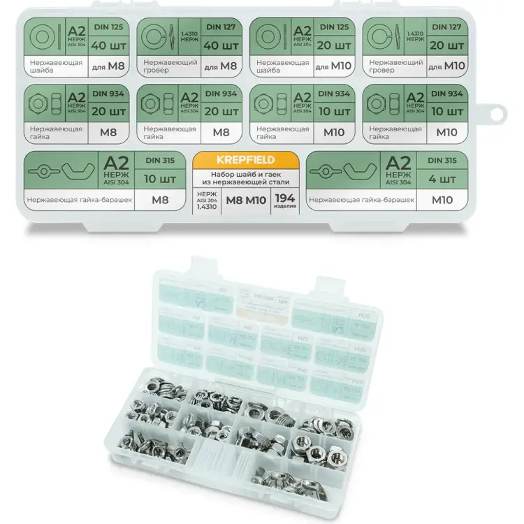 Набор шайб и гаек KREPFIELD Набор04метрика194