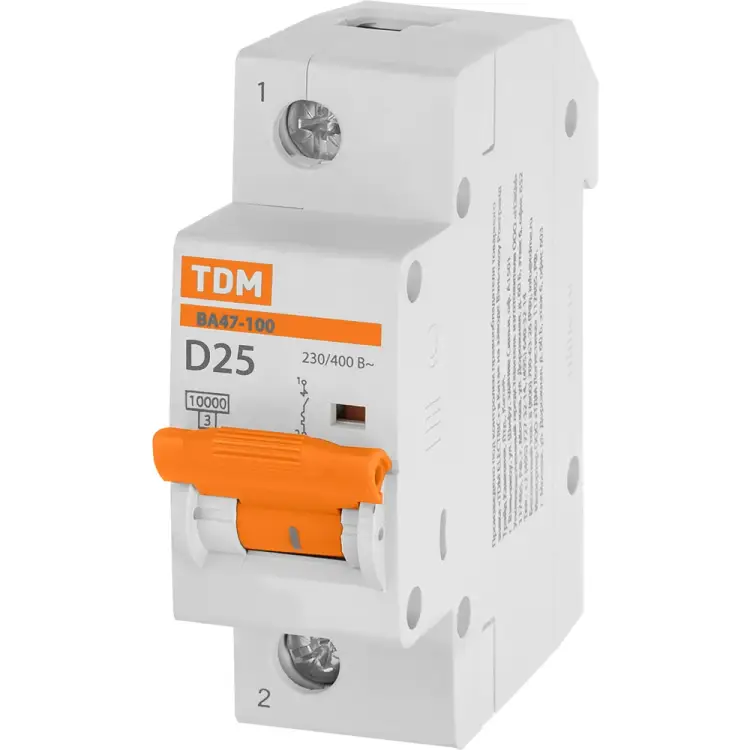 Автомат TDM ELECTRIC ВА47-100 1Р, 25 А, 10 кА, D SQ0207-0004