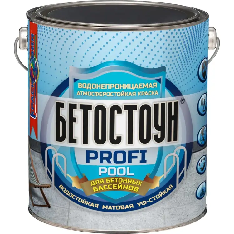 Водонепроницаемая эмаль для бетонных бассейнов и фонтанов Красковия Бетостоун profi «pool» ER-00004517 Водонепроницаемая эмаль для бетонных бассейнов и фонтанов Красковия Бетостоун profi «pool» ER-00004517