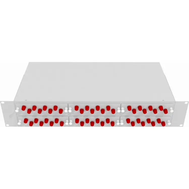 Укомплектованный одномодовый стоечный оптический кросс TopLan КРС-Top-2U-48FC/U-OS2-GY