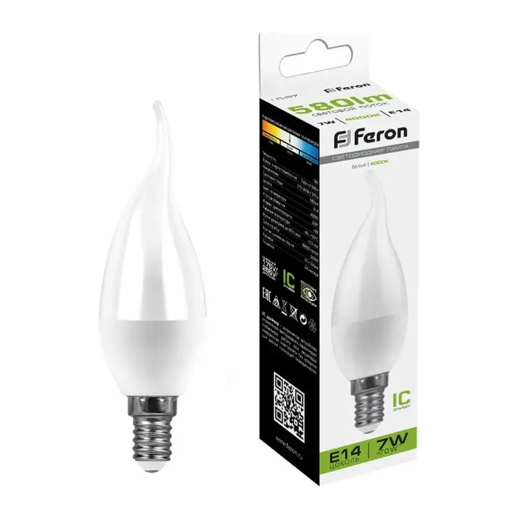 Светодиодная лампа FERON LB-97 7W 230V E14 4000K на ветру 25761